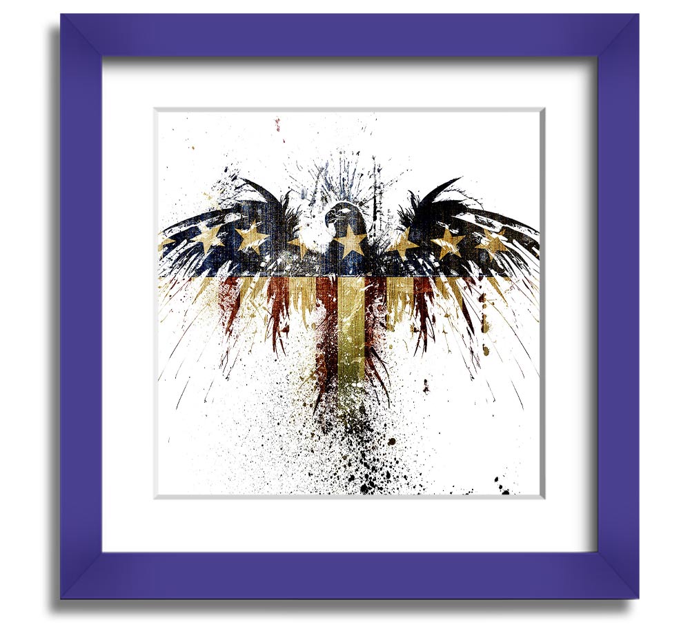 American Eagle 2 Square Framed Print showcasing a majestic eagle in a square frame, available in various colors.