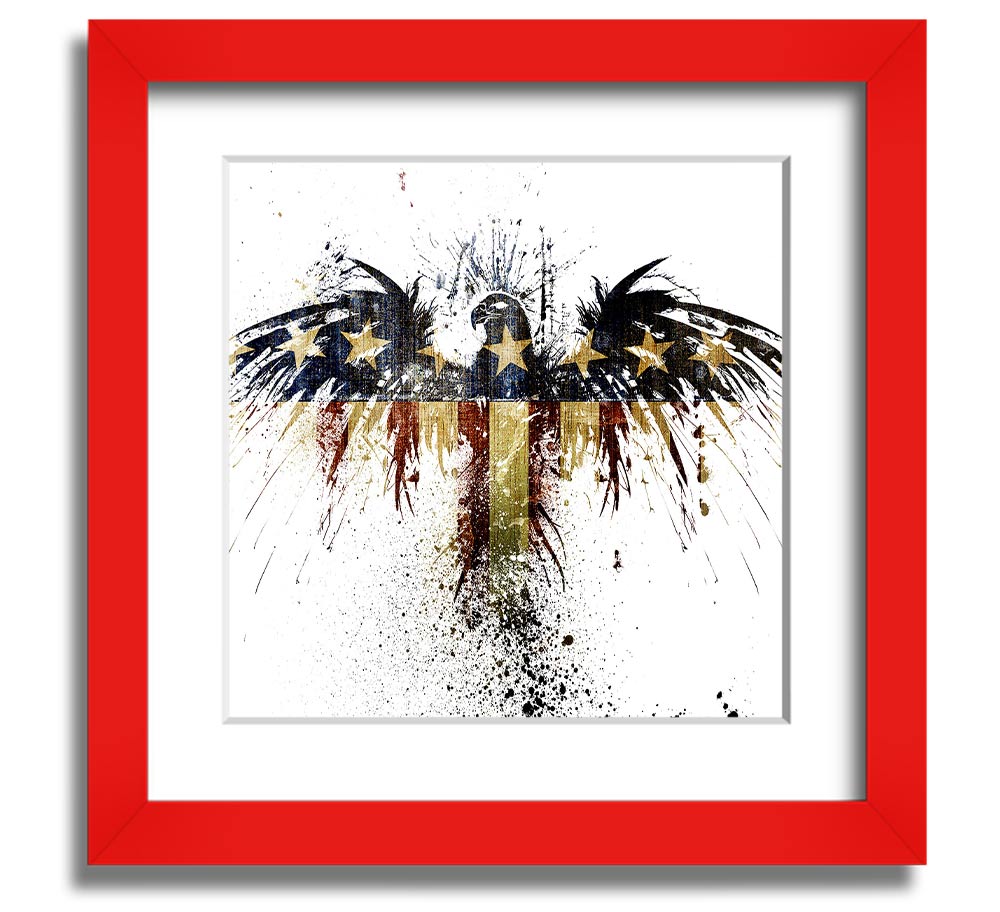 American Eagle 2 Square Framed Print showcasing a majestic eagle in a square frame, available in various colors.