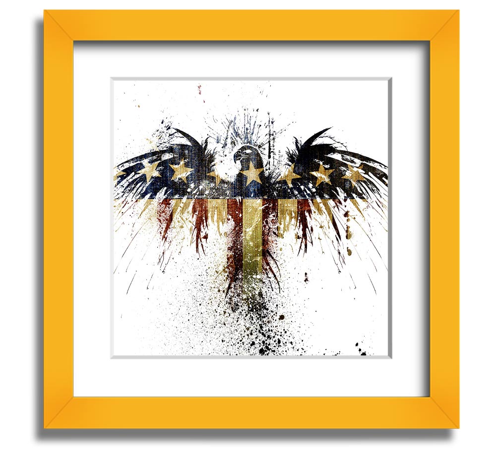 American Eagle 2 Square Framed Print showcasing a majestic eagle in a square frame, available in various colors.