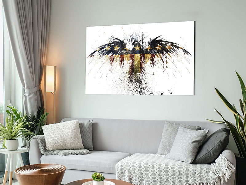 American Eagle 2 artwork printed on brushed aluminium dibond, showcasing vibrant colors and modern design.