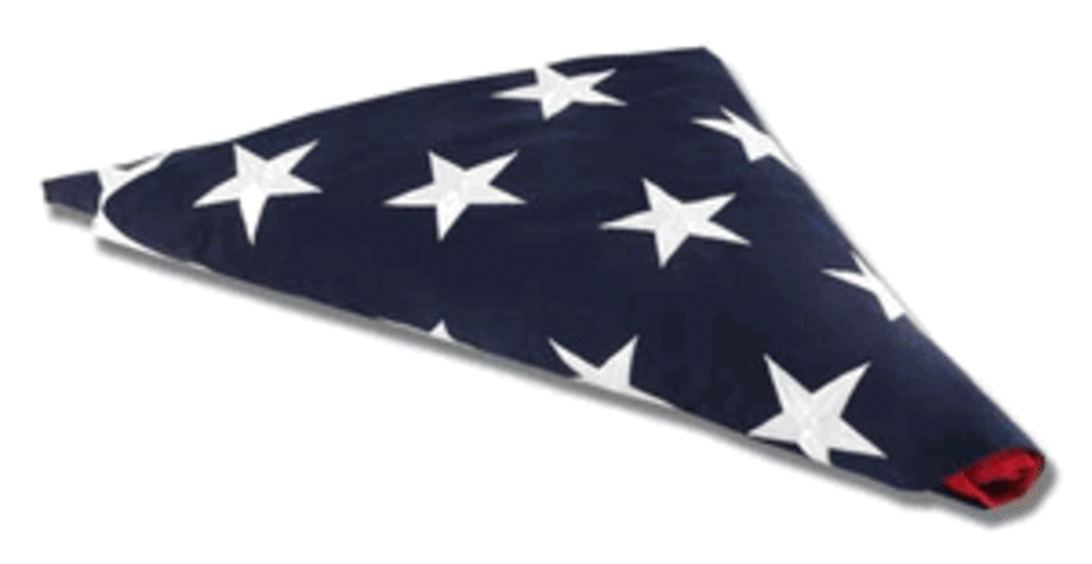 American Flag 3ft x 5ft made of heavy cotton with sewn stripes and embroidered stars, ideal for indoor display.