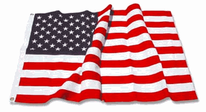 American Flag 3ft x 5ft made of heavy cotton with sewn stripes and embroidered stars, ideal for indoor display.