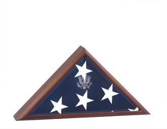 Handcrafted American Flag Case made of solid walnut with beveled glass front, designed for displaying a casket flag.