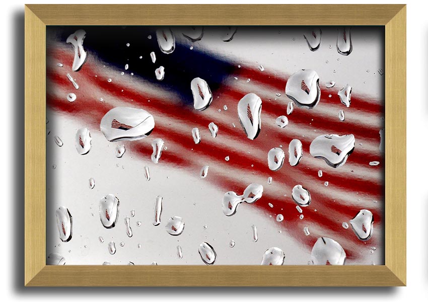 American Flag Droplet framed print with vibrant colors and multiple frame options, handmade in the UK.