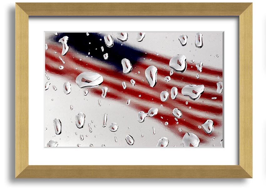 American Flag Droplet framed print with vibrant colors and multiple frame options, handmade in the UK.