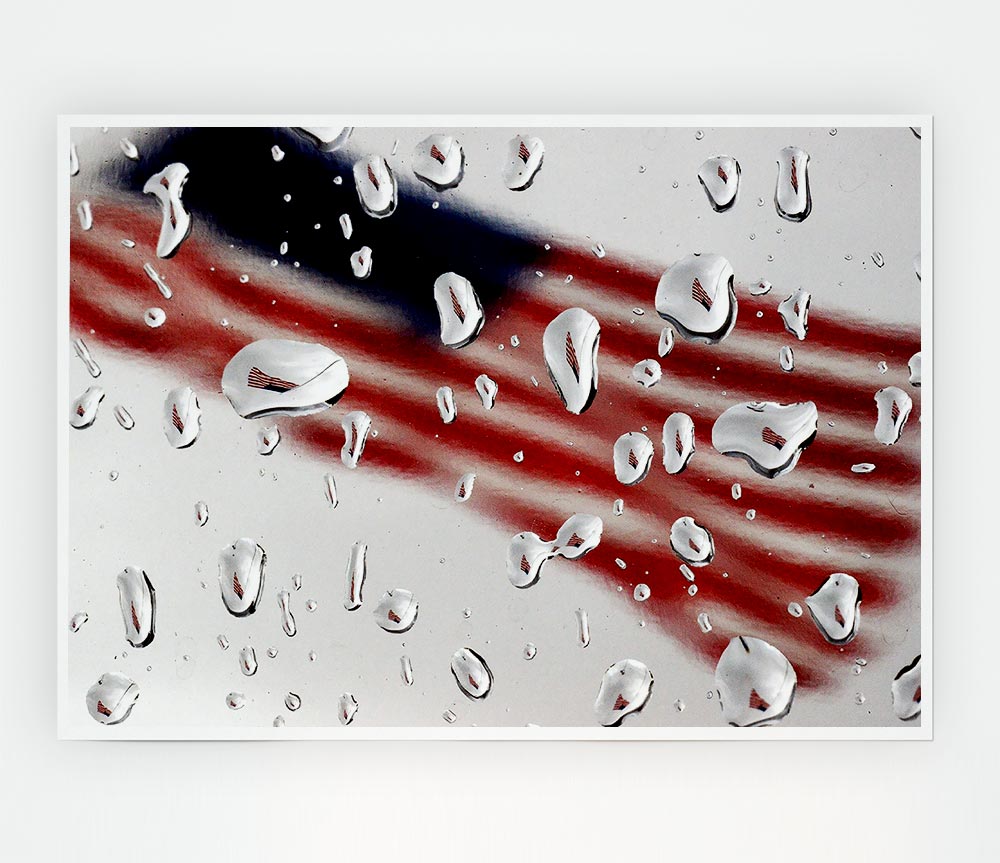 American Flag Droplet canvas poster featuring a vibrant droplet design of the American flag, ready for display or framing.