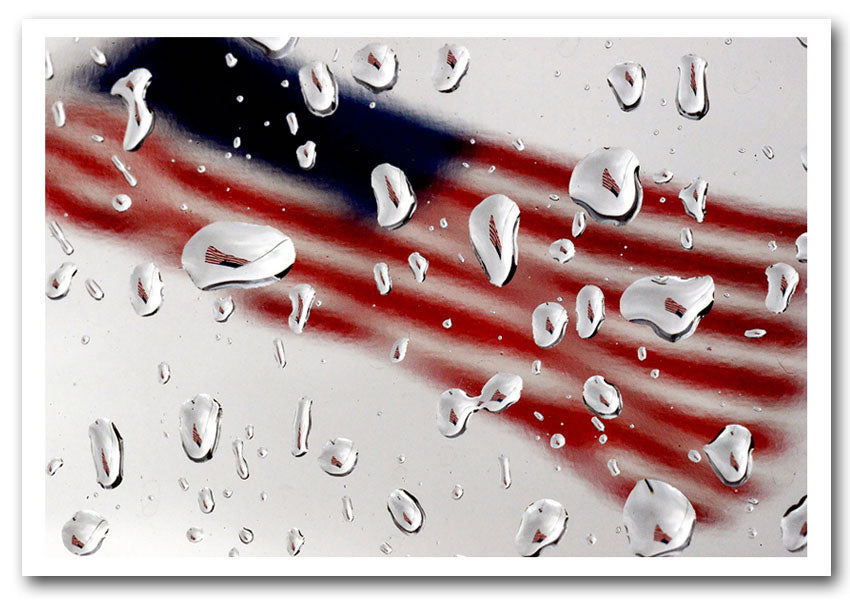 American Flag Droplet canvas poster featuring a vibrant droplet design of the American flag, ready for display or framing.