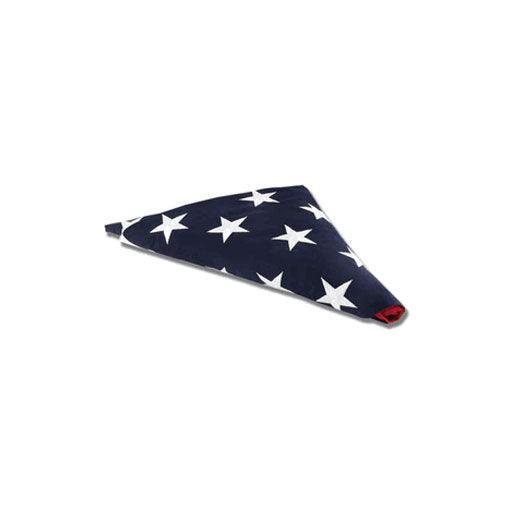 American 3' x 5' cotton flag designed for display cases, featuring sewn stripes and embroidered stars.