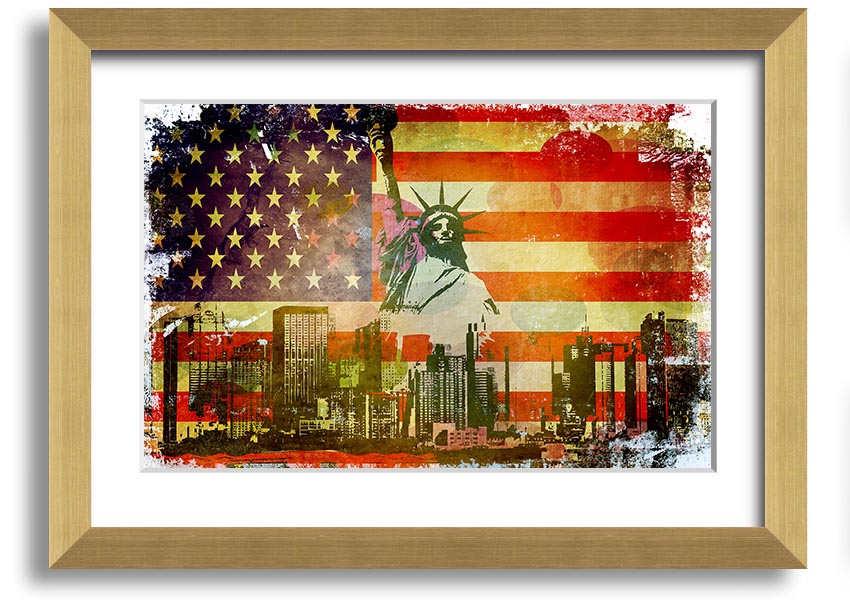 Framed print of the American Flag NYC, showcasing vibrant colors and quality craftsmanship, ready to hang.