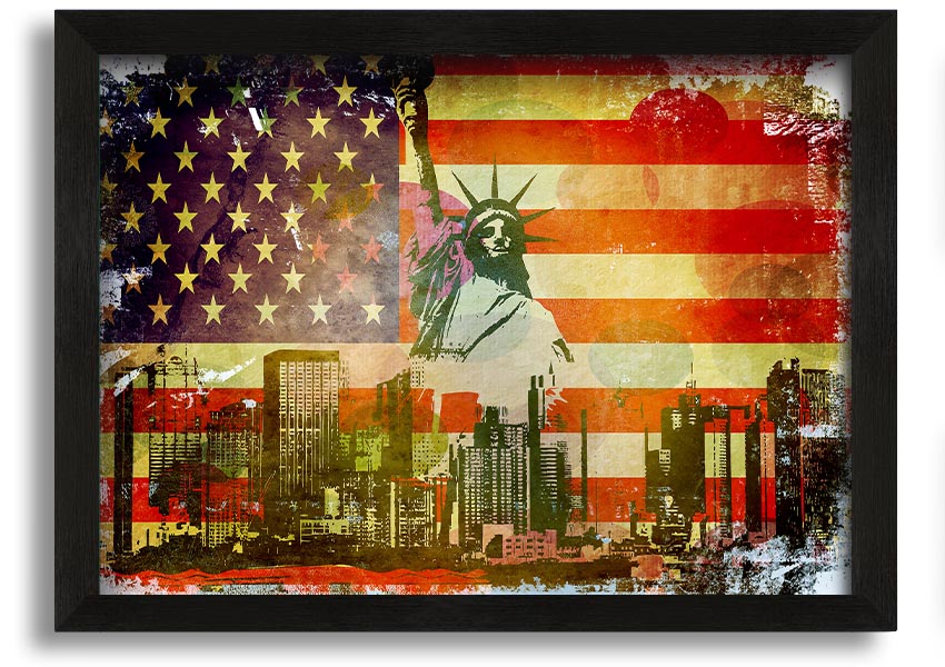 Framed print of the American Flag NYC, showcasing vibrant colors and quality craftsmanship, ready to hang.