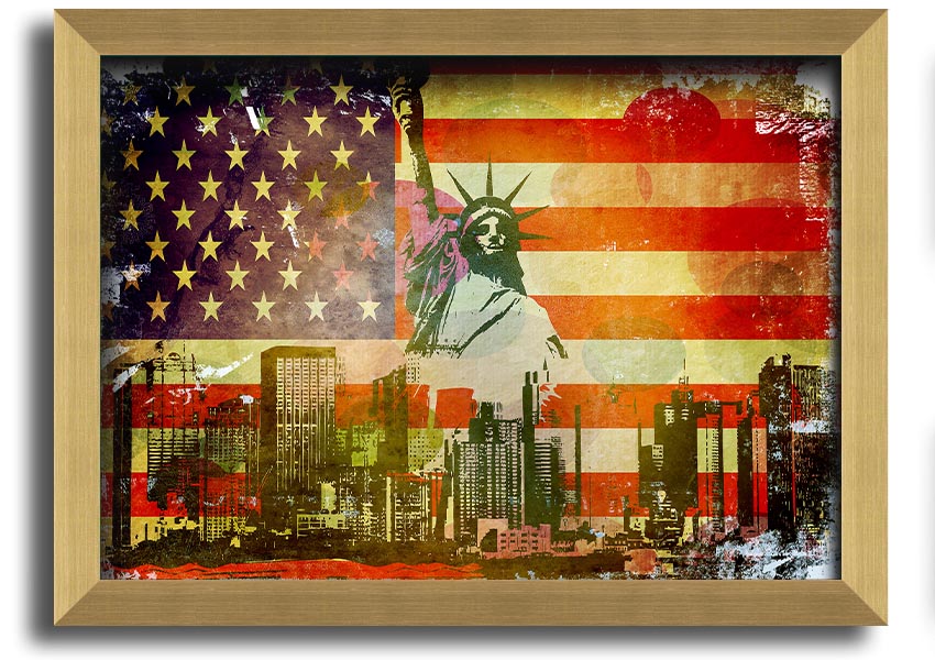 Framed print of the American Flag NYC, showcasing vibrant colors and quality craftsmanship, ready to hang.