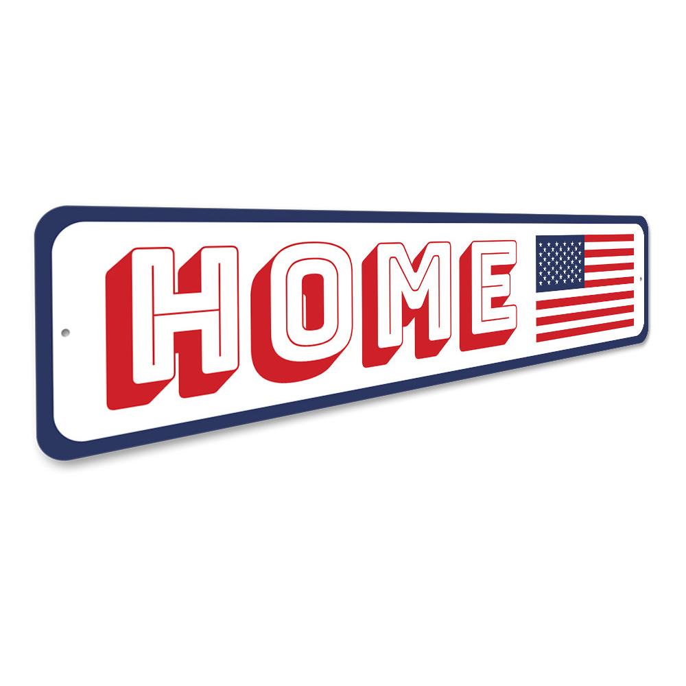 Customizable American Home Sign made of high-quality aluminum, featuring pre-drilled holes for easy mounting, perfect for home decor.