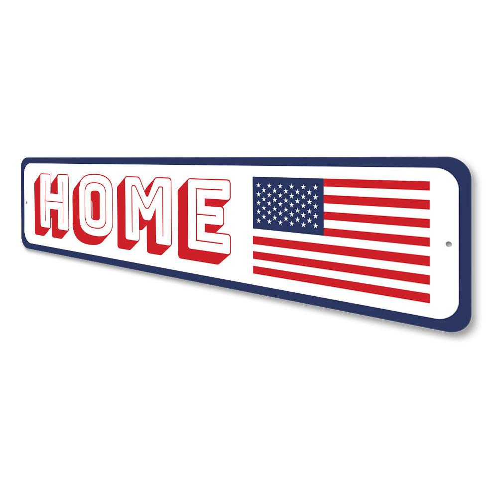 Customizable American Home Sign made of high-quality aluminum, featuring pre-drilled holes for easy mounting, perfect for home decor.