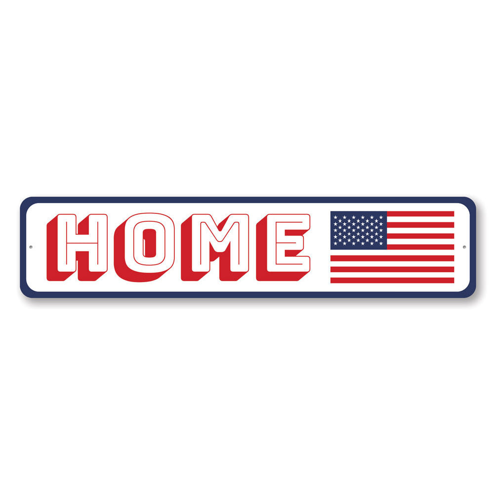 Customizable American Home Sign made of high-quality aluminum, featuring pre-drilled holes for easy mounting, perfect for home decor.