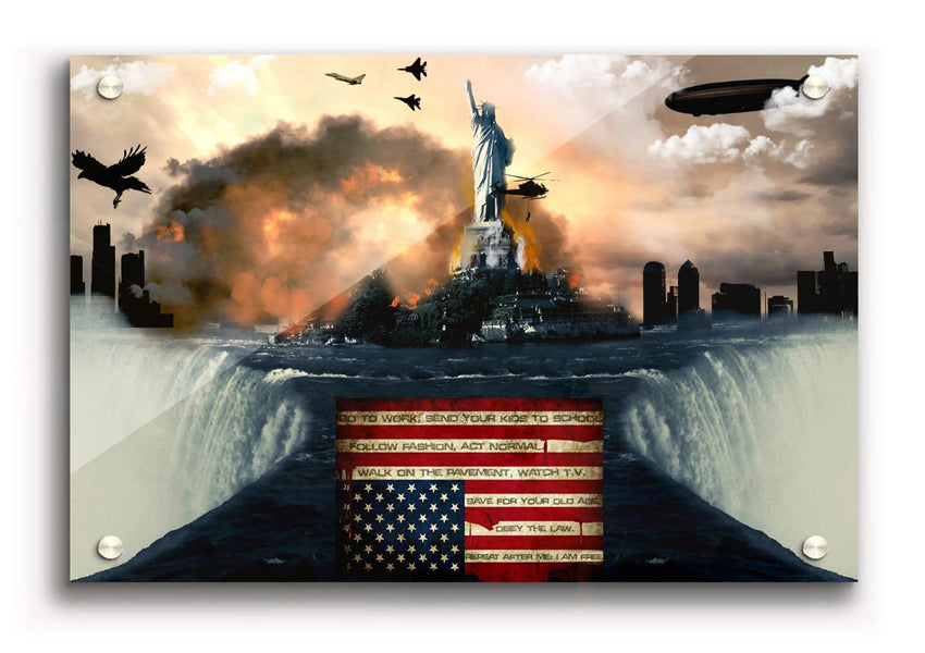 American Liberty acrylic print on 5mm thick acrylic glass, showcasing vibrant colors and a patriotic design.