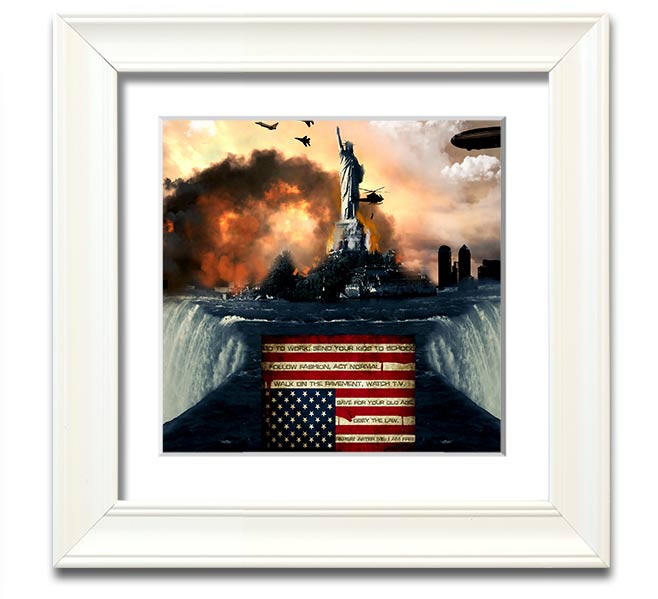 American Liberty Square Framed Print showcasing vibrant colors and intricate details, framed in a stylish border, ready to hang.