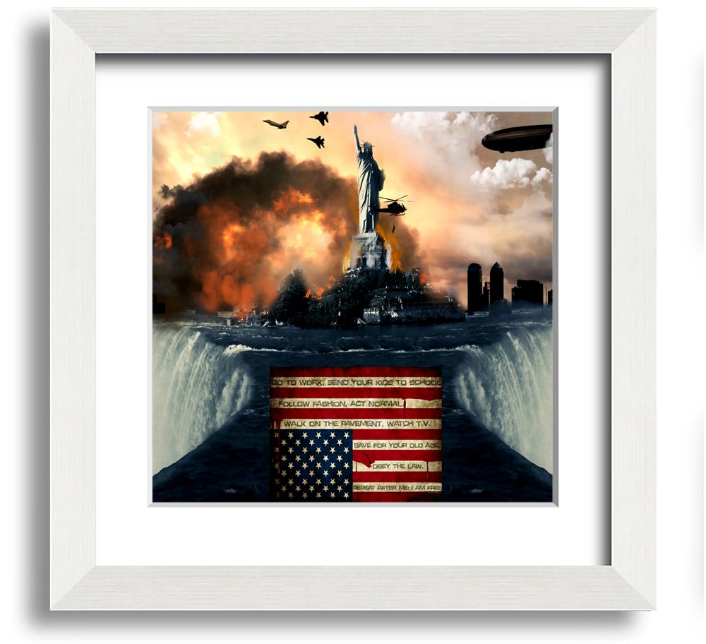 American Liberty Square Framed Print showcasing vibrant colors and intricate details, framed in a stylish border, ready to hang.