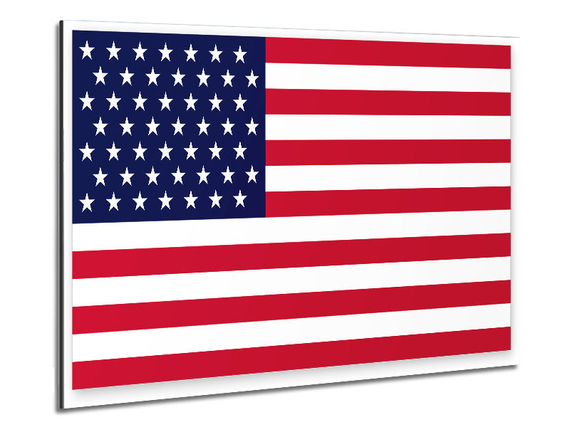 American Star artwork printed on brushed aluminium dibond, showcasing vibrant colors and modern design.