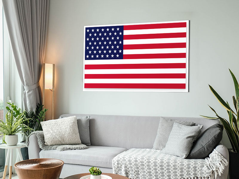 American Star artwork printed on brushed aluminium dibond, showcasing vibrant colors and modern design.