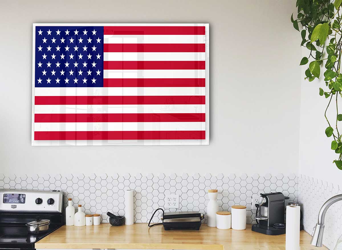 A modern American Star glass print showcasing vibrant colors and intricate design, perfect for stylish home decor.