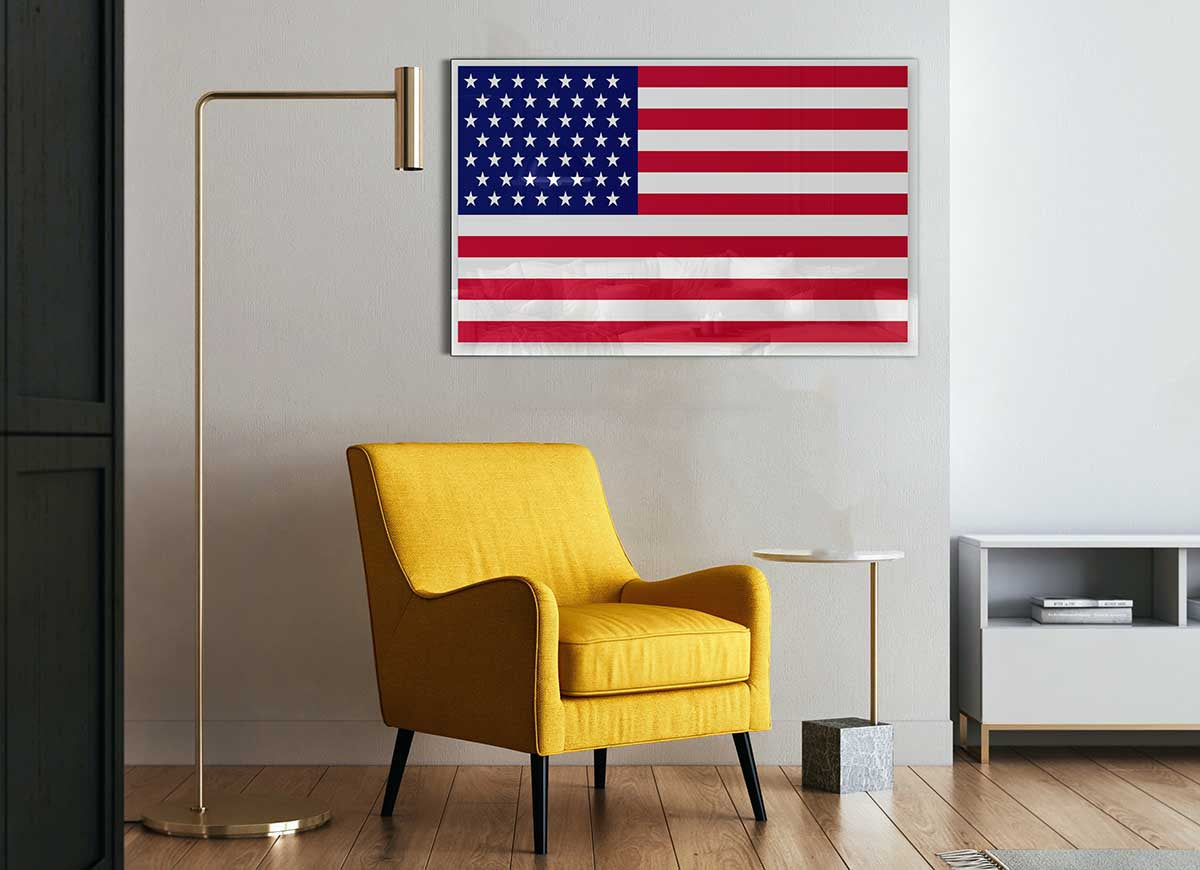 A modern American Star glass print showcasing vibrant colors and intricate design, perfect for stylish home decor.