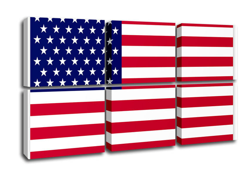 American Star canvas art mounted on a 44mm box frame, showcasing vibrant colors and a patriotic design.