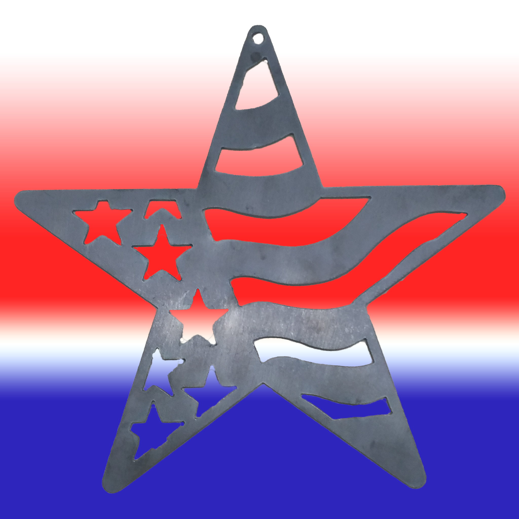 American Star Metal Wall Art featuring a patriotic star design, crafted from durable steel for home decor.