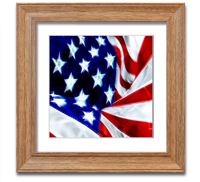 American Stars And Stripes Square Framed Print in various frame colors, showcasing the iconic American flag design.