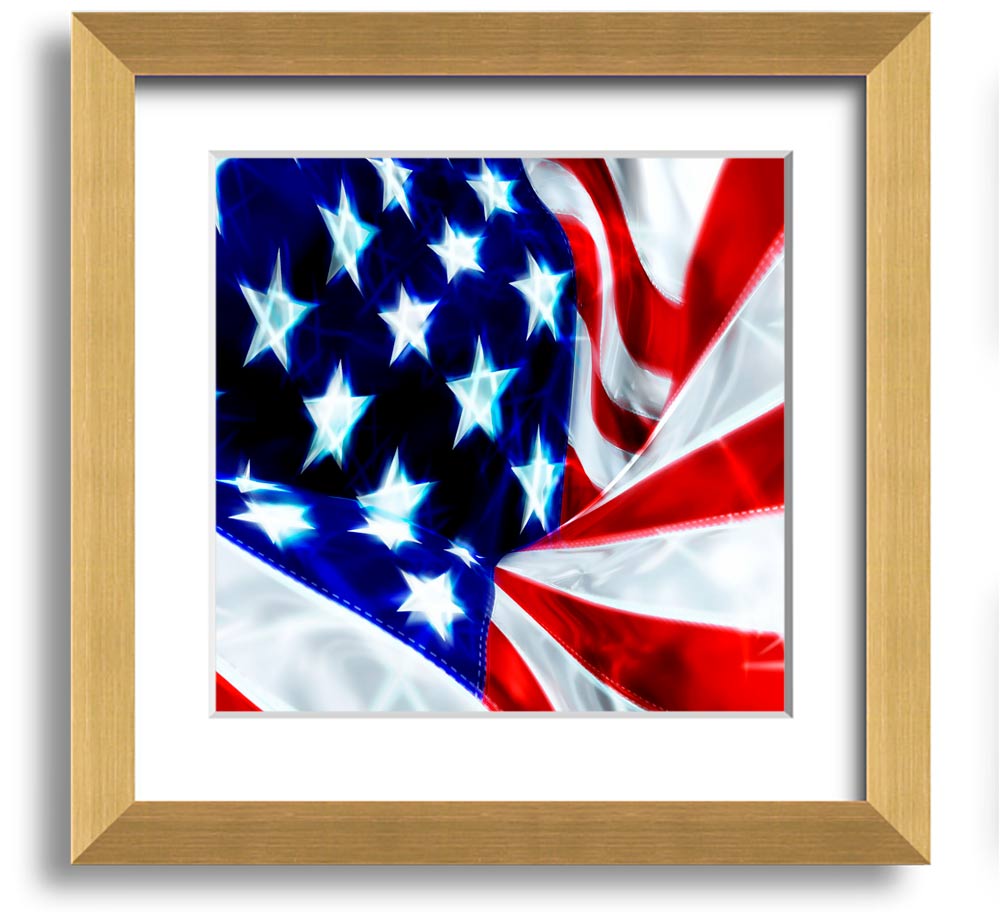 American Stars And Stripes Square Framed Print in various frame colors, showcasing the iconic American flag design.