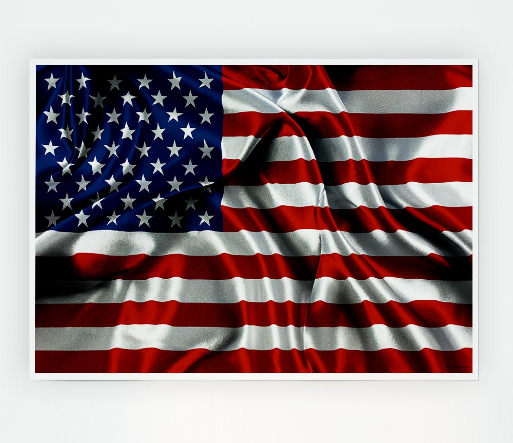 American USA Flag poster printed on high-quality canvas, showcasing vibrant colors and intricate details.