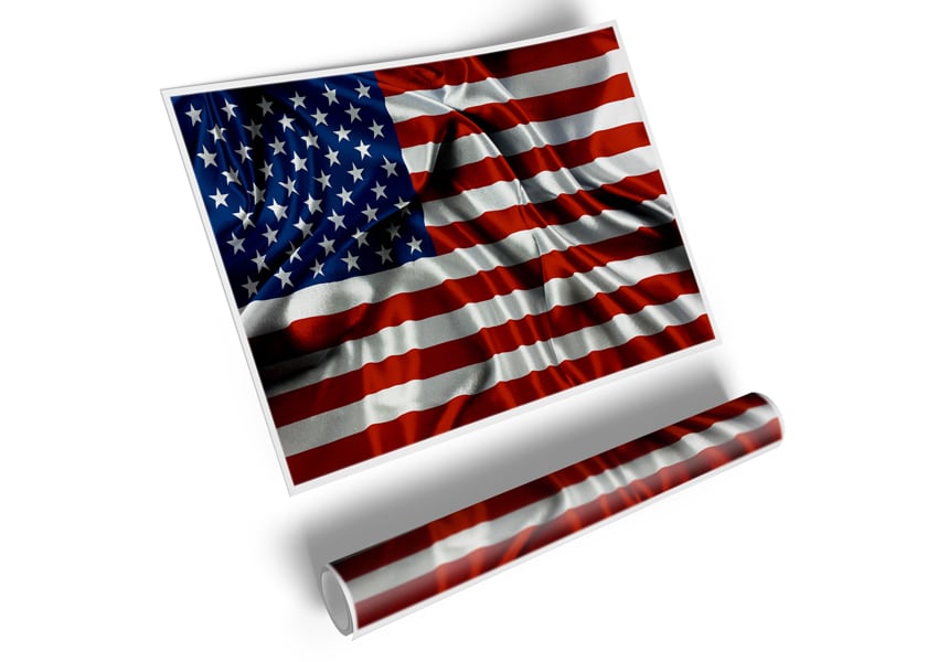 American USA Flag poster printed on high-quality canvas, showcasing vibrant colors and intricate details.