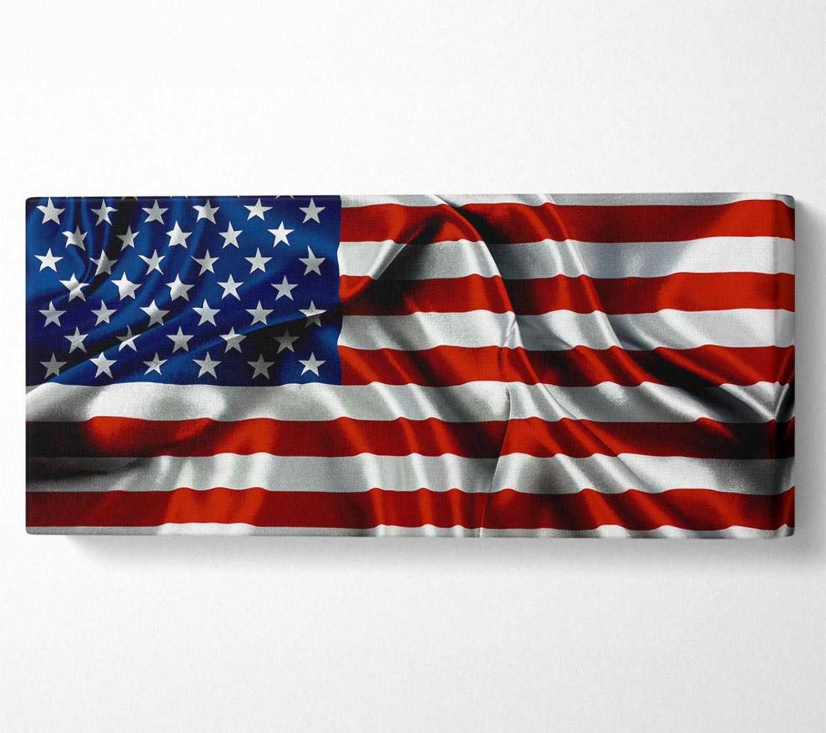 Vibrant American USA Flag canvas mounted on a sturdy frame, ready to hang.