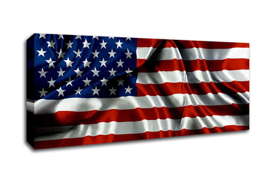 Vibrant American USA Flag canvas mounted on a sturdy frame, ready to hang.