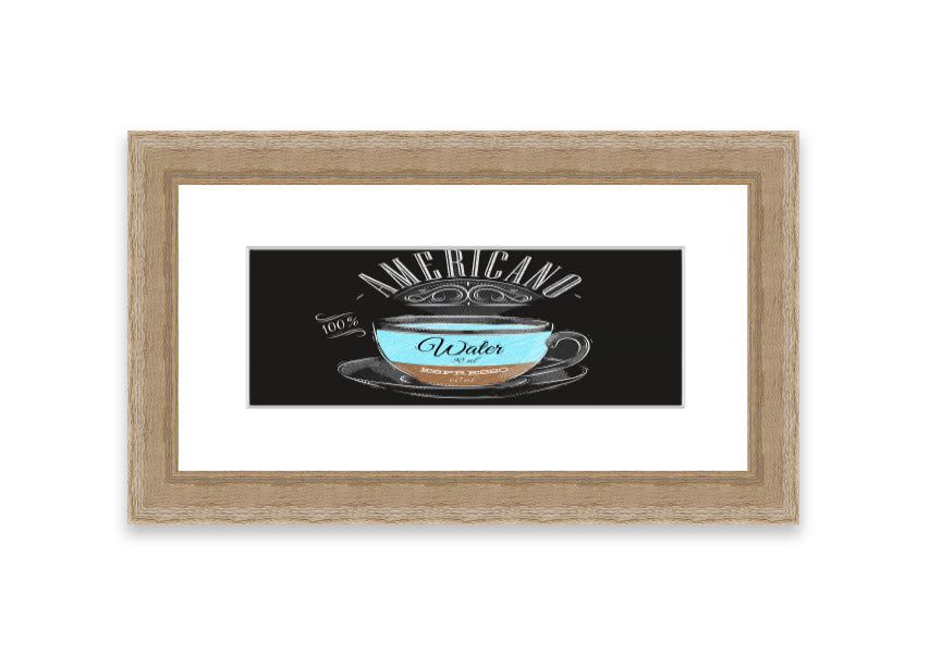 Americano Coffee Cornwall framed print showcasing rich coffee imagery, available in various frame colors.