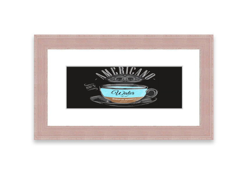 Americano Coffee Cornwall framed print showcasing rich coffee imagery, available in various frame colors.