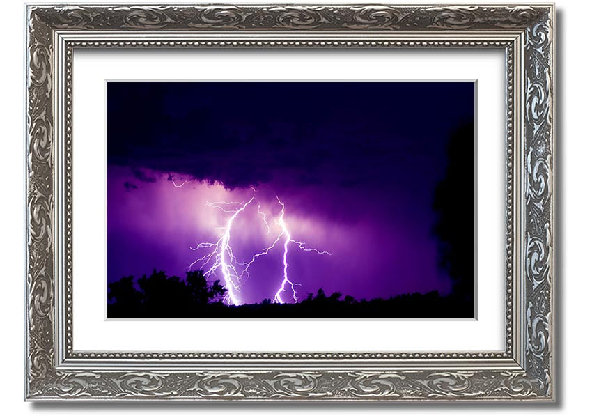 A beautifully framed Amethyst print showcasing rich purple hues, ready to hang, available in various frame colors.