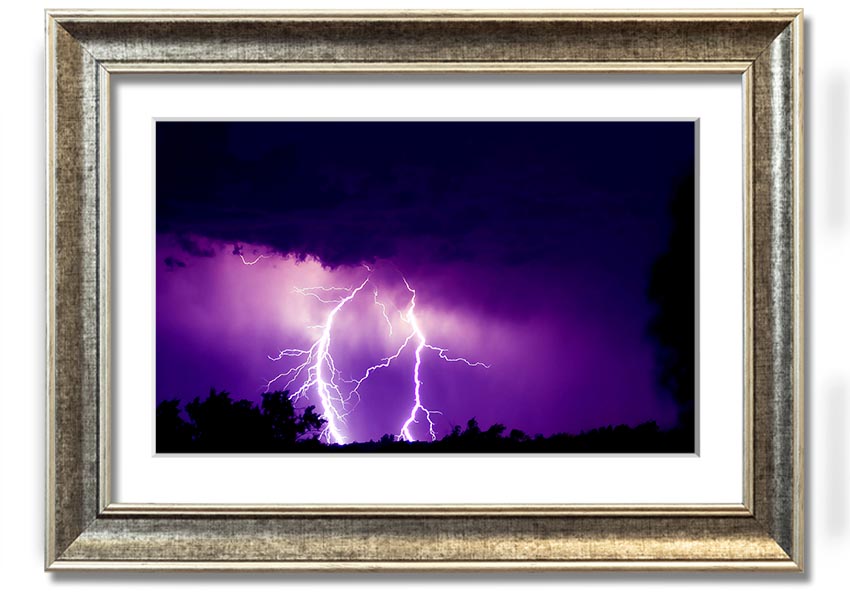 A beautifully framed Amethyst print showcasing rich purple hues, ready to hang, available in various frame colors.