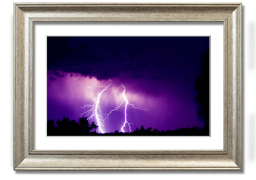 A beautifully framed Amethyst print showcasing rich purple hues, ready to hang, available in various frame colors.