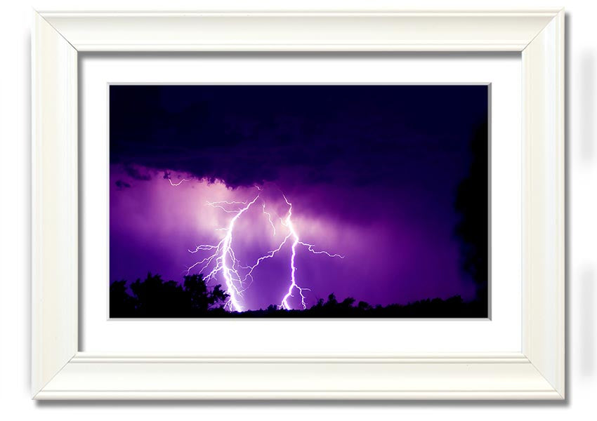 A beautifully framed Amethyst print showcasing rich purple hues, ready to hang, available in various frame colors.