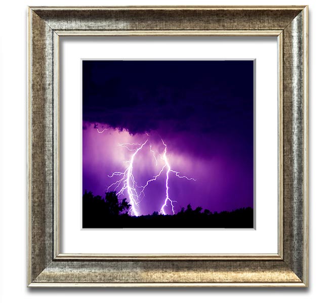 Amethyst Square Framed Print showcasing vibrant purple hues in a stylish frame, ready to hang.