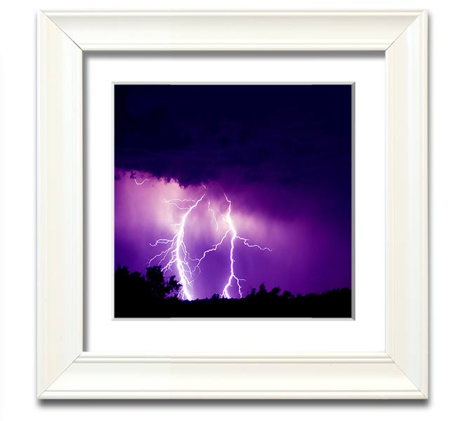 Amethyst Square Framed Print showcasing vibrant purple hues in a stylish frame, ready to hang.