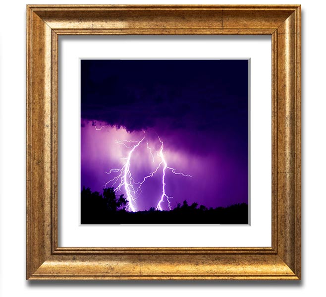 Amethyst Square Framed Print showcasing vibrant purple hues in a stylish frame, ready to hang.