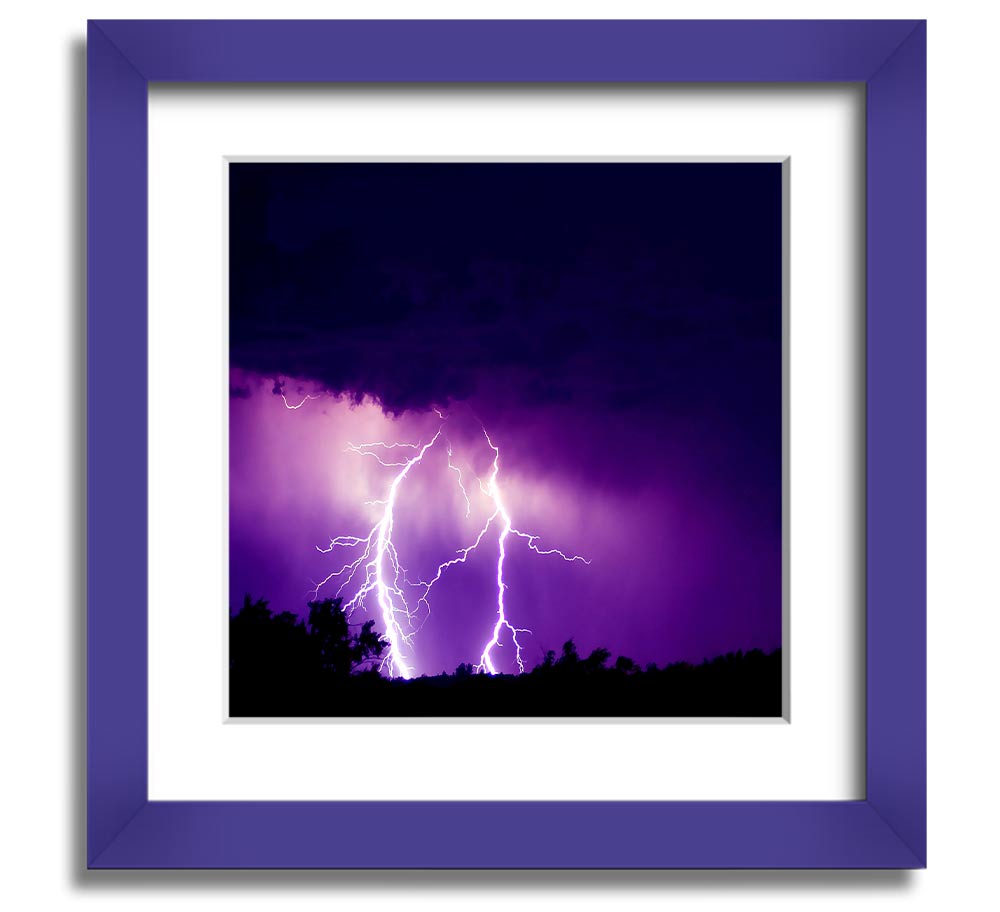 Amethyst Square Framed Print showcasing vibrant purple hues in a stylish frame, ready to hang.