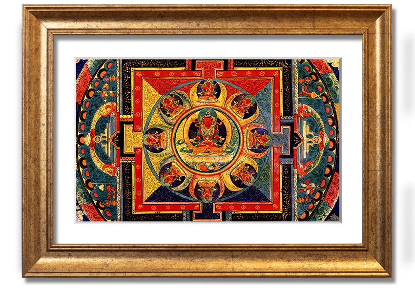 Amitayus framed print showcasing intricate details, available in various frame colours, ready to hang.