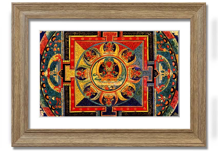 Amitayus framed print showcasing intricate details, available in various frame colours, ready to hang.