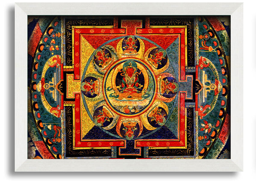 Amitayus framed print showcasing intricate details, available in various frame colours, ready to hang.