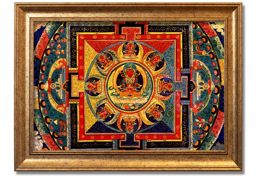 Amitayus framed print showcasing intricate details, available in various frame colours, ready to hang.