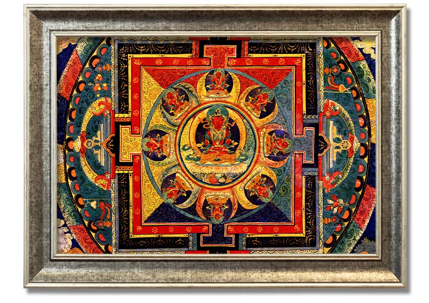 Amitayus framed print showcasing intricate details, available in various frame colours, ready to hang.