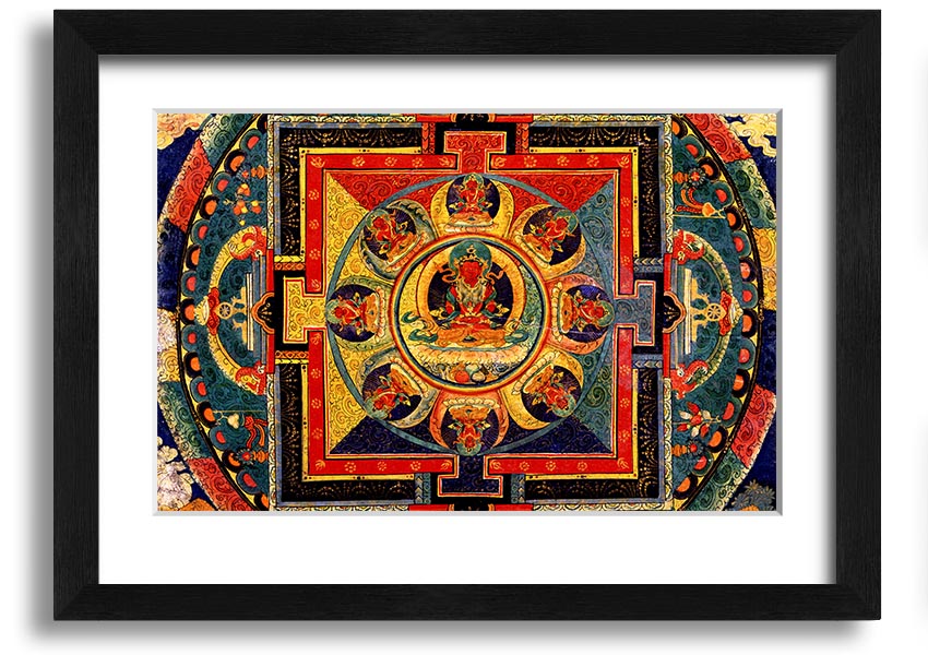 Amitayus framed print showcasing intricate details, available in various frame colours, ready to hang.