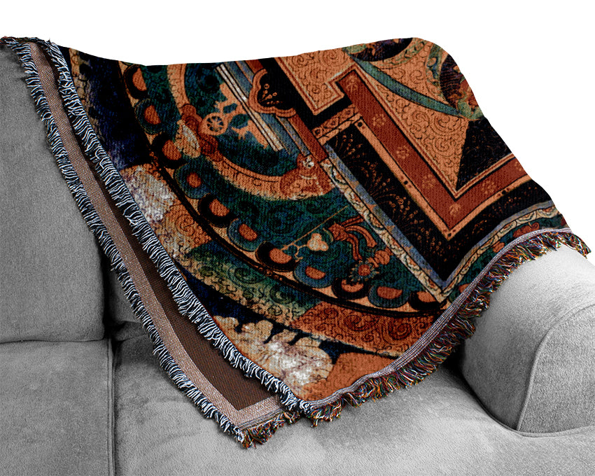 Amitayus throw blanket made from 100% cotton, featuring a luxurious thermal weave design in a cozy living room setting.